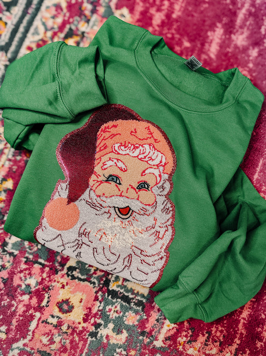 SANTA SEQUIN PATCH SWEATSHIRT